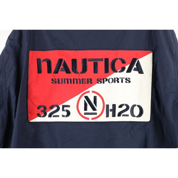 Vintage 90s Nautica Mens Medium Distressed Spell Out Sailing Windbreaker Jacket - Picture 12 of 14